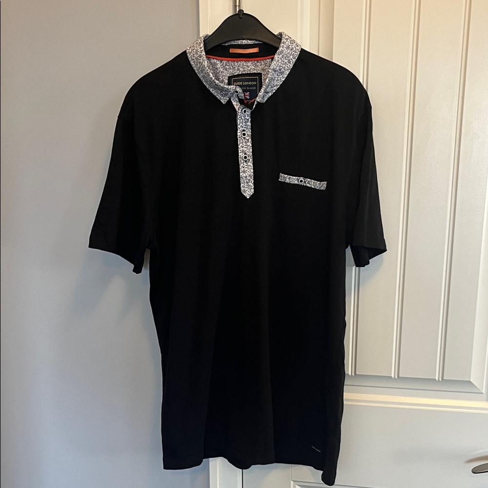 Guide London Polo Shirt with Floral Collar XL